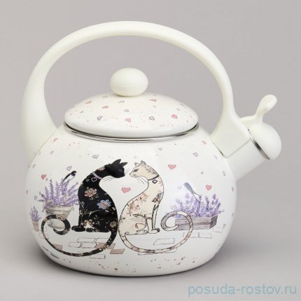 Чайник 2,2 л со свистком эмалированный &quot;Lavander cats&quot; / 368438
