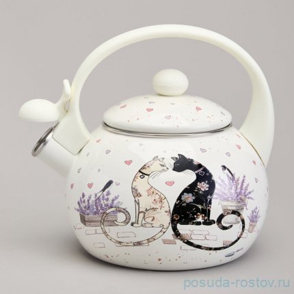 Чайник 2,2 л со свистком эмалированный &quot;Lavander cats&quot; / 368438