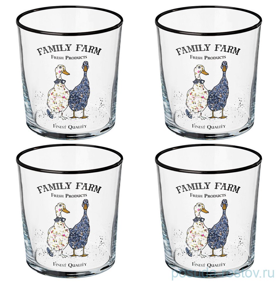 Стаканы для воды 380 мл 4 шт "Family farm /Geese" / 328665