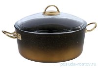 Кастрюля 30 х 13 см с крышкой антипригарное покрытие 8,7 л чёрно-золотая &quot;GRANITE SINGLES&quot; / 295723