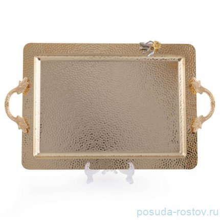 Поднос прямоугольный с ручками &quot;Цветок /Gold&quot; / 246473