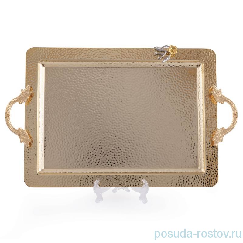 Поднос прямоугольный с ручками "Цветок /Gold" / 246473