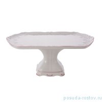 Поднос 28 см прямоугольный н/н &quot;Соната /Розовый цветок /Розовая отводка&quot; / 199365