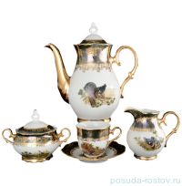 Кофейный сервиз на 6 персон 15 предметов &quot;Магнолия /Охота зелёная&quot; / 038374