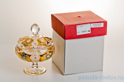 Вазочка 15 см с крышкой н/н &quot;Хрусталь с золотом&quot; / 035310