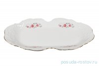 Блюдо 36 х 17,5 см овальное фигурное &quot;Рококо /577 /Серая роза /золото&quot; / 127649