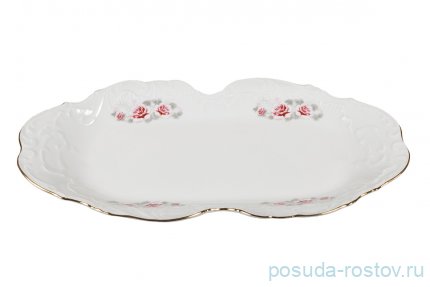 Блюдо 36 х 17,5 см овальное фигурное &quot;Рококо /577 /Серая роза /золото&quot; / 127649